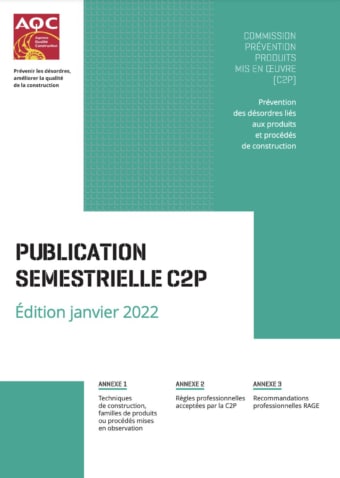 travaux de la commission Prévention Produits mis en oeuvre de l'Agence Qualité Construction, du 2e semestre 2021.