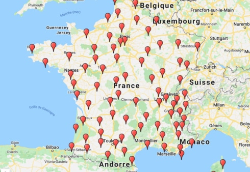 carte des données météo PHPP pour la France.