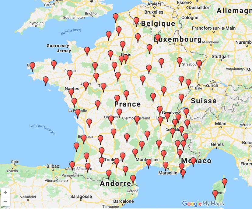 carte des données météo PHPP pour la France.