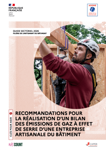 ce document présente les enjeux du secteur, une méthodologie adaptée au bilan d’émissions de GES pour les entreprises artisanales du bâtiment, des leviers d’action prioritaires pour réduire leurs émissions, ainsi que des bonnes pratiques de communication afin de valoriser leur démarche bas-carbone.