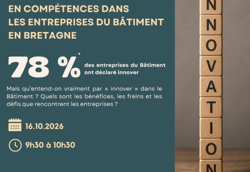 La Cellule économique de Bretagne a réalisé, en partenariat avec Constructys Bretagne, le GREF Bretagne, la CIBTP Grand-Ouest et France Travail, une étude consacrée à l’innovation et aux besoins en compétences dans le secteur du bâtiment en Bretagne.